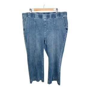 Isaac Mizrahi Live Front Seam Pull On Stretch Wide Leg Jeans Size 24W Petite